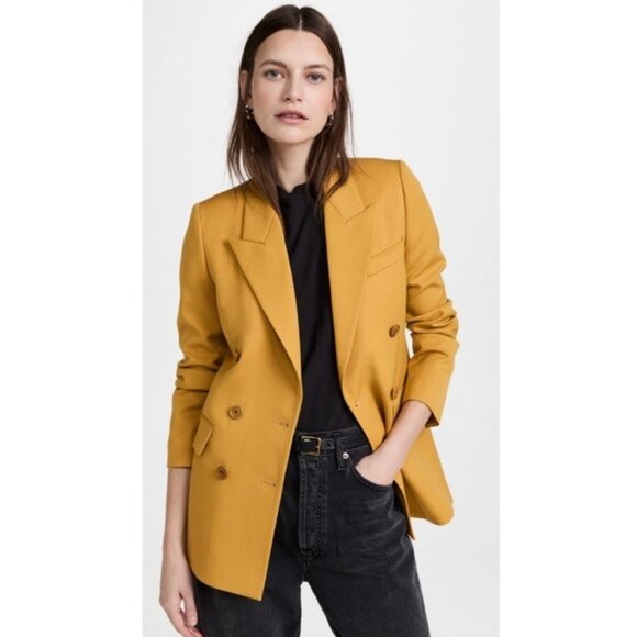NWT Nili Lotan Valerie Double Breasted Blazer Jacket in Mustard - Picture 1 of 11